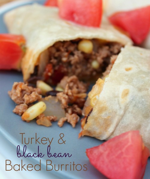 Turkey and Black Bean Baked Burritos- No Diets Allowed