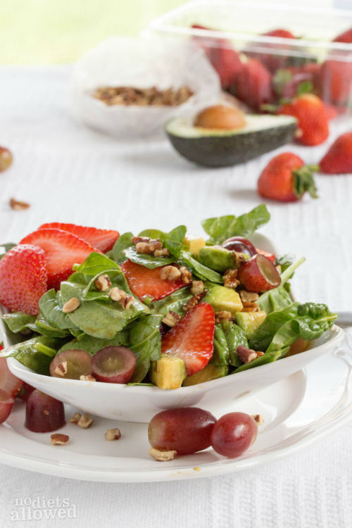 spinach salad strawberries- No Diets Allowed