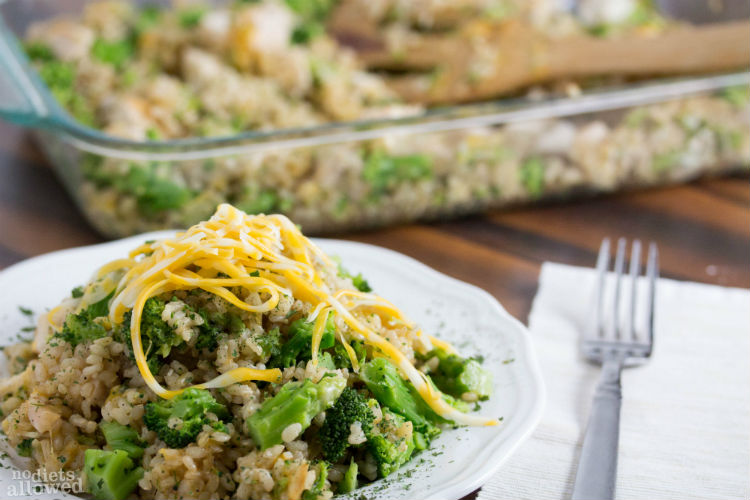 chicken broccoli cheese rice casserole - No Diets Allowed