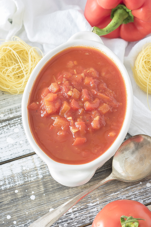 Roasted Red Pepper Tomato Sauce - No Diets Allowed #Food #Foodie #Sauce