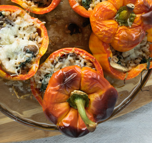 Farro Stuffed Peppers - No Diets Allowed #Food #Foodie #StuffedPeppers