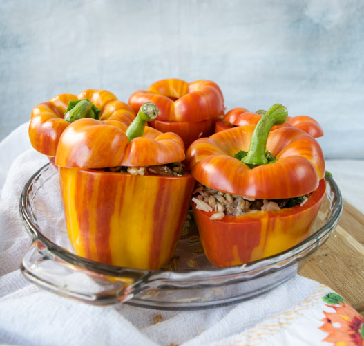 Farro Stuffed Peppers - No Diets Allowed #Food #Foodie #StuffedPeppers