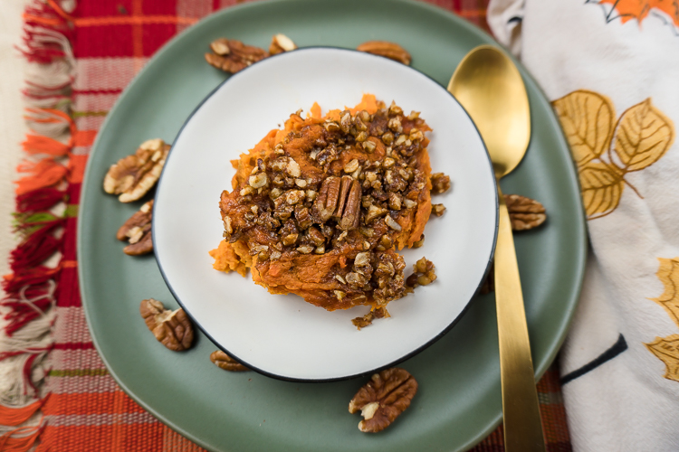 Easy Simple Healthy Sweet Potato Casserole Recipe - No Diets Allowed #Food #Foodie