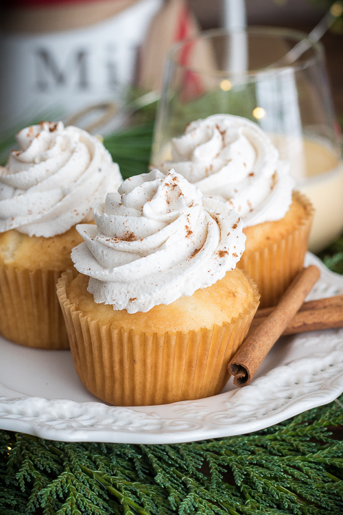 Easy Eggnog Cupcake Recipe from Scratch - No Diets Allowed #Food #Foodie #Eggnog