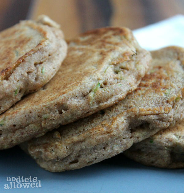 Zucchini Banana Bread Pancakes- No Diets Allowed