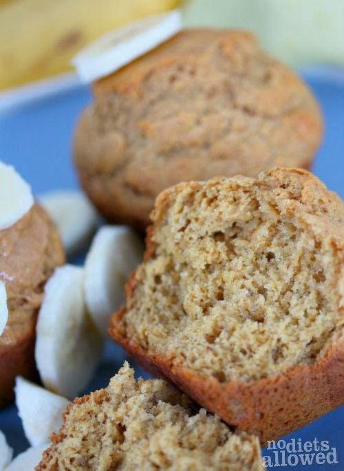 healthy banana muffins with applesauce- No Diets Allowed