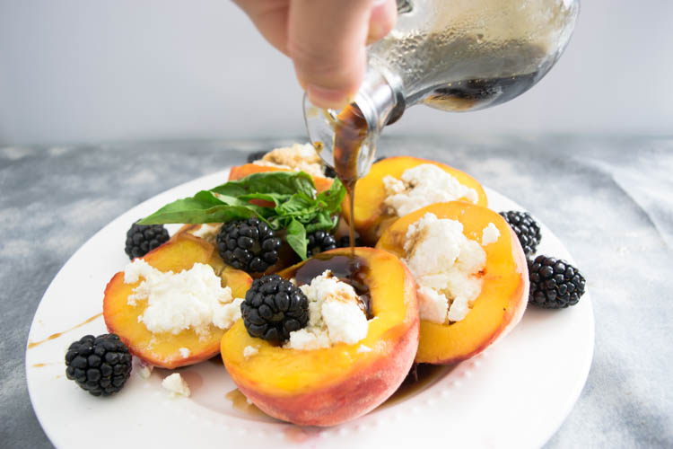 Grilled Peaches Balsamic Recipe from #NoDietsAllowed