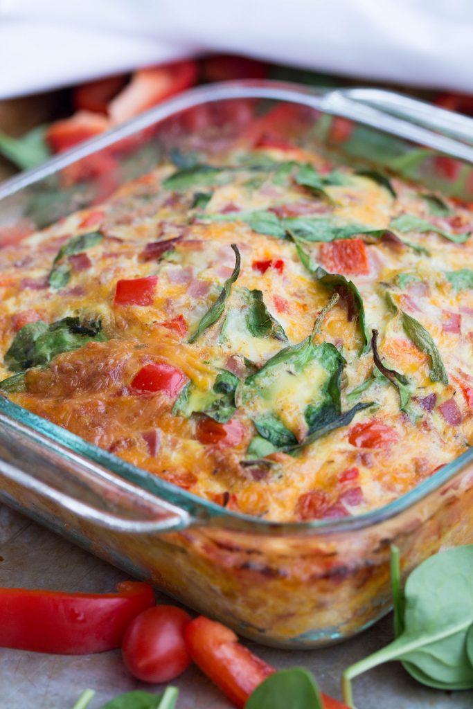 This Ham and Egg Casserole is perfect for breakfast! Pour a little salsa over the warm egg, cheese, and ham casserole for a delicious and filling kick off to your morning.